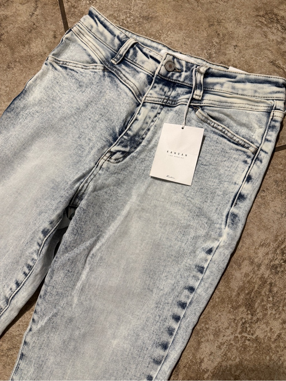 KanCan Light Blue Flare Jeans with Frayed Hem - Picture 3 of 11